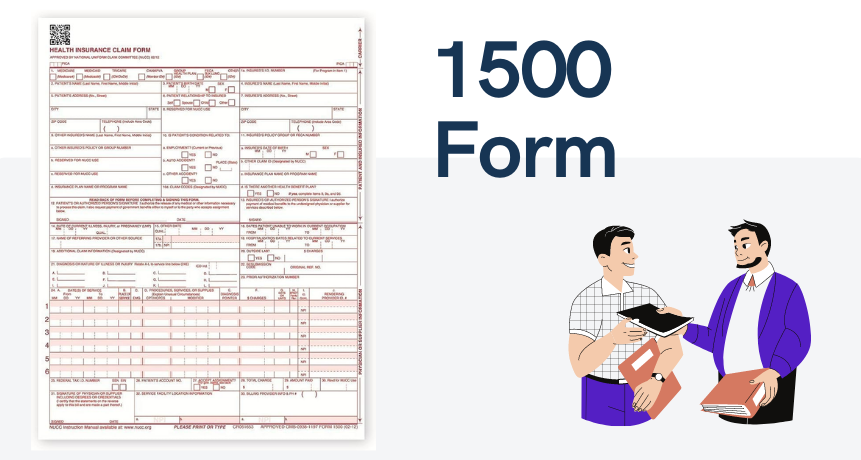 The blank CMS-1500 health insurance claim form and the image of the man